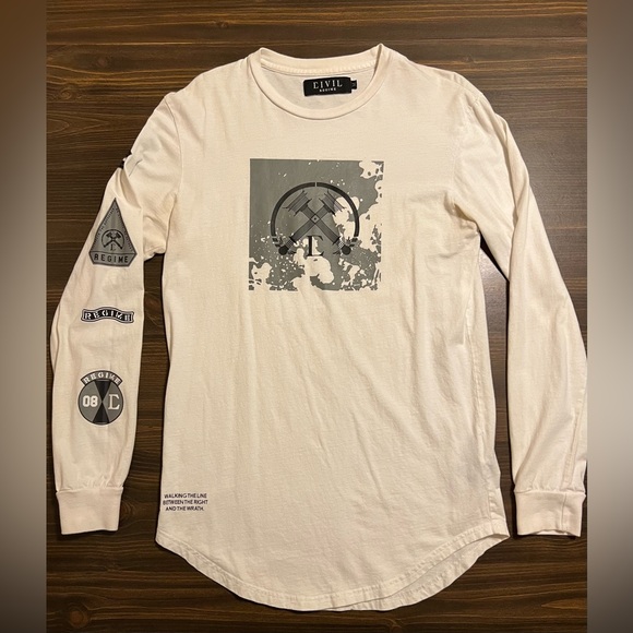 Civil Regime World Tour Long Sleeve Shirt Medium White Double Sided Graphic - Picture 1 of 13